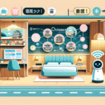 DALL·E 2023-10-31 14.43.03 – Illustration of a modern hotel room in Okinawa with smart technologies integrated. The room has an automated bed adjustment system, voice-activated li